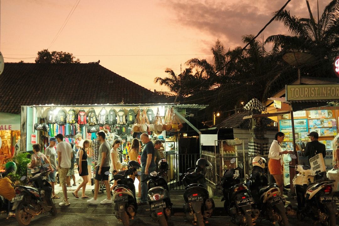 traditional Balinese ceremony offerings Seminyak street