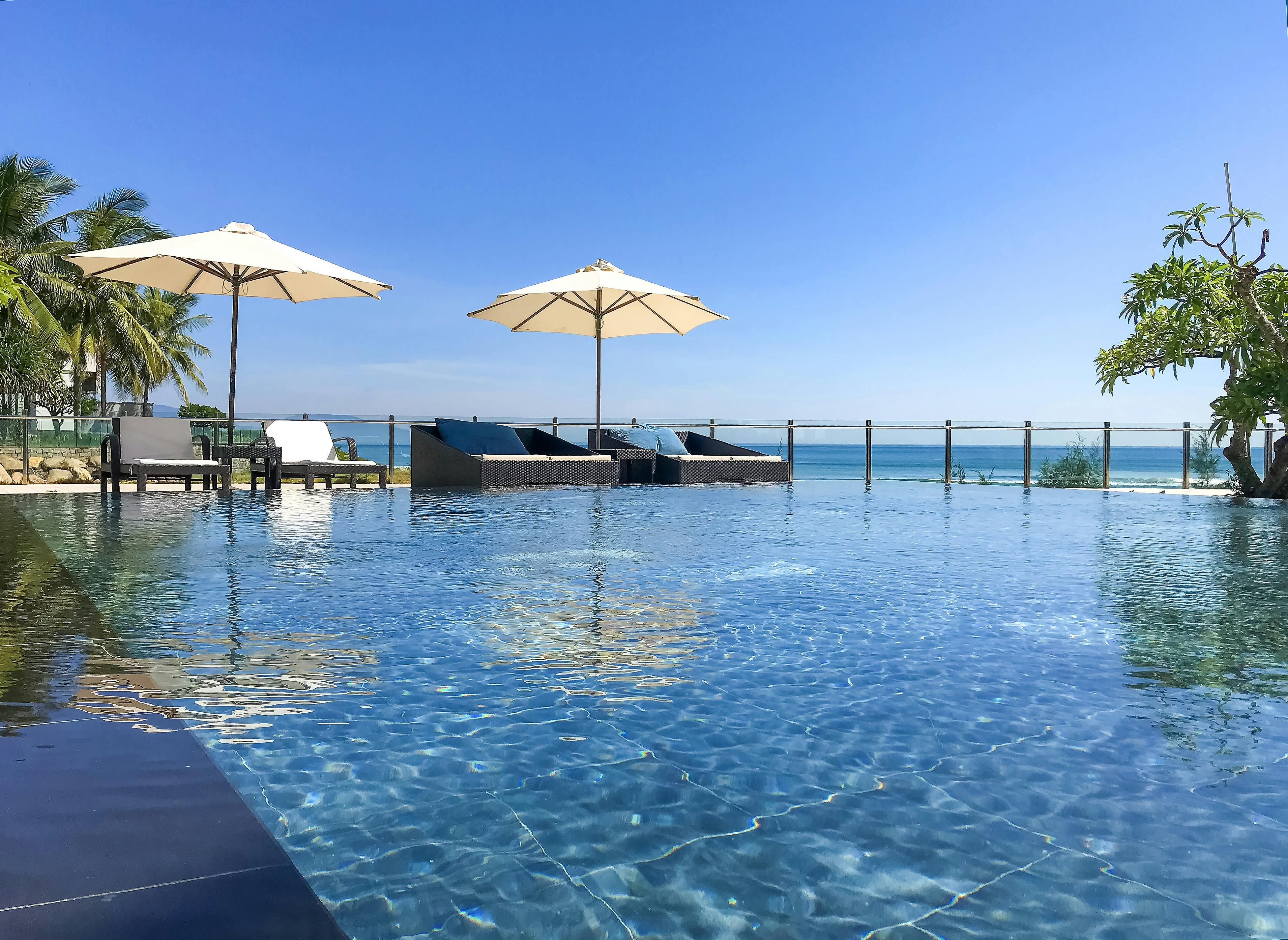 Sanur beachfront resort pool overlooking ocean