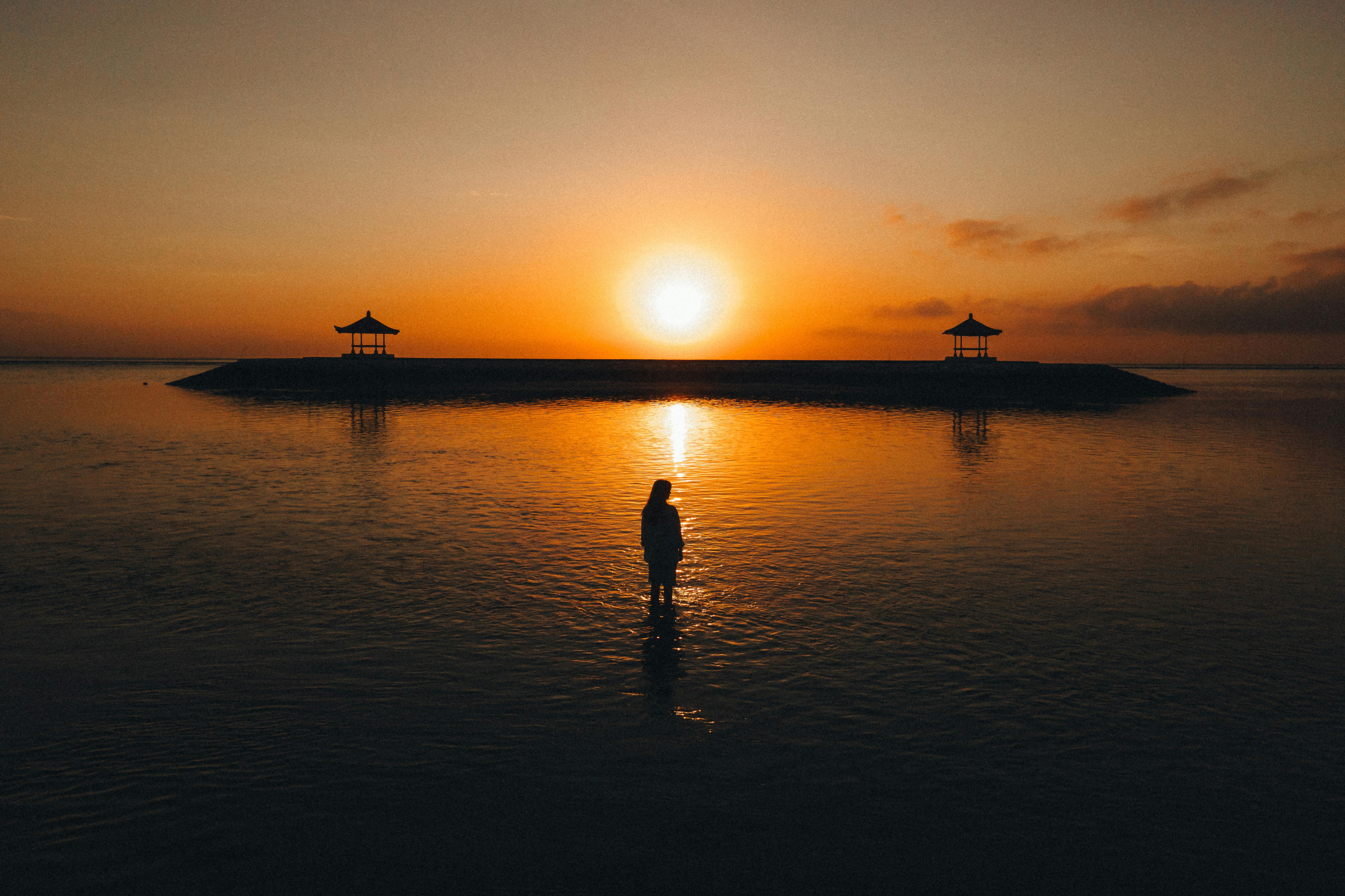 Maya Sanur beachfront pool sunset