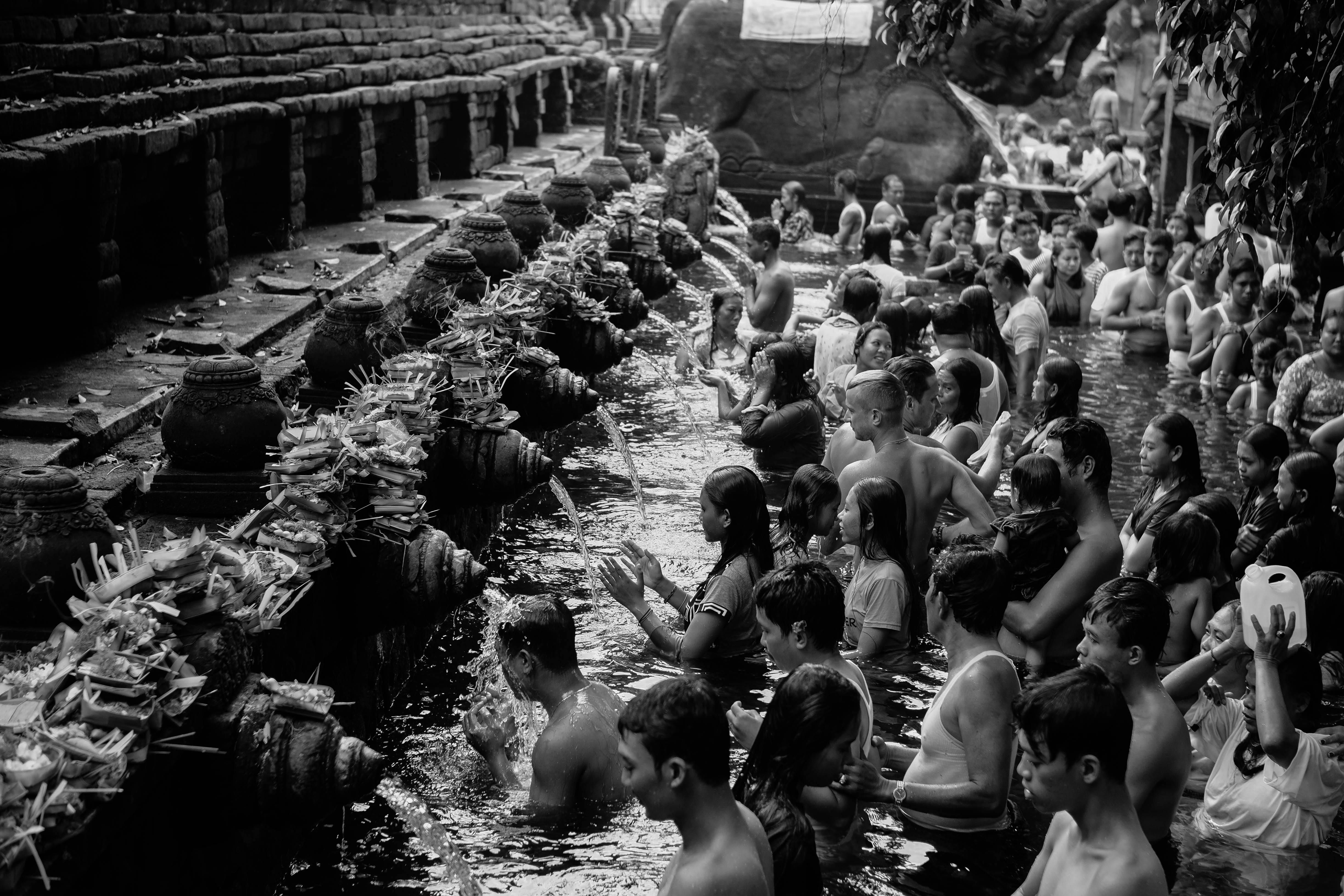 Bali — Devotees participate in a cleansing ritual at Tirta Empul, Bali, Indonesia.