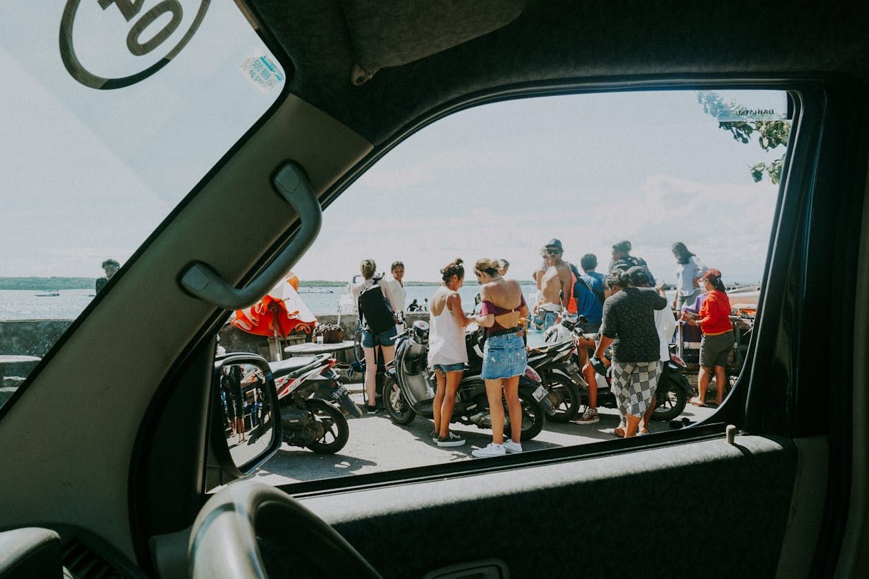 Bali traffic scooters and cars