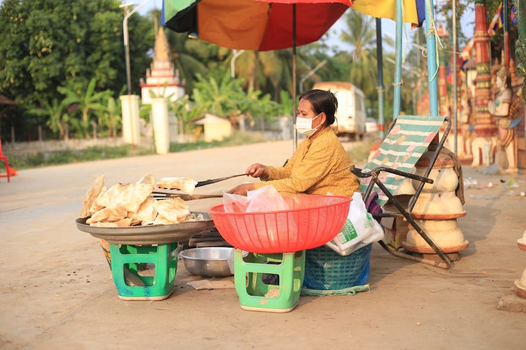 Cambodian street food vendor cooking fresh food