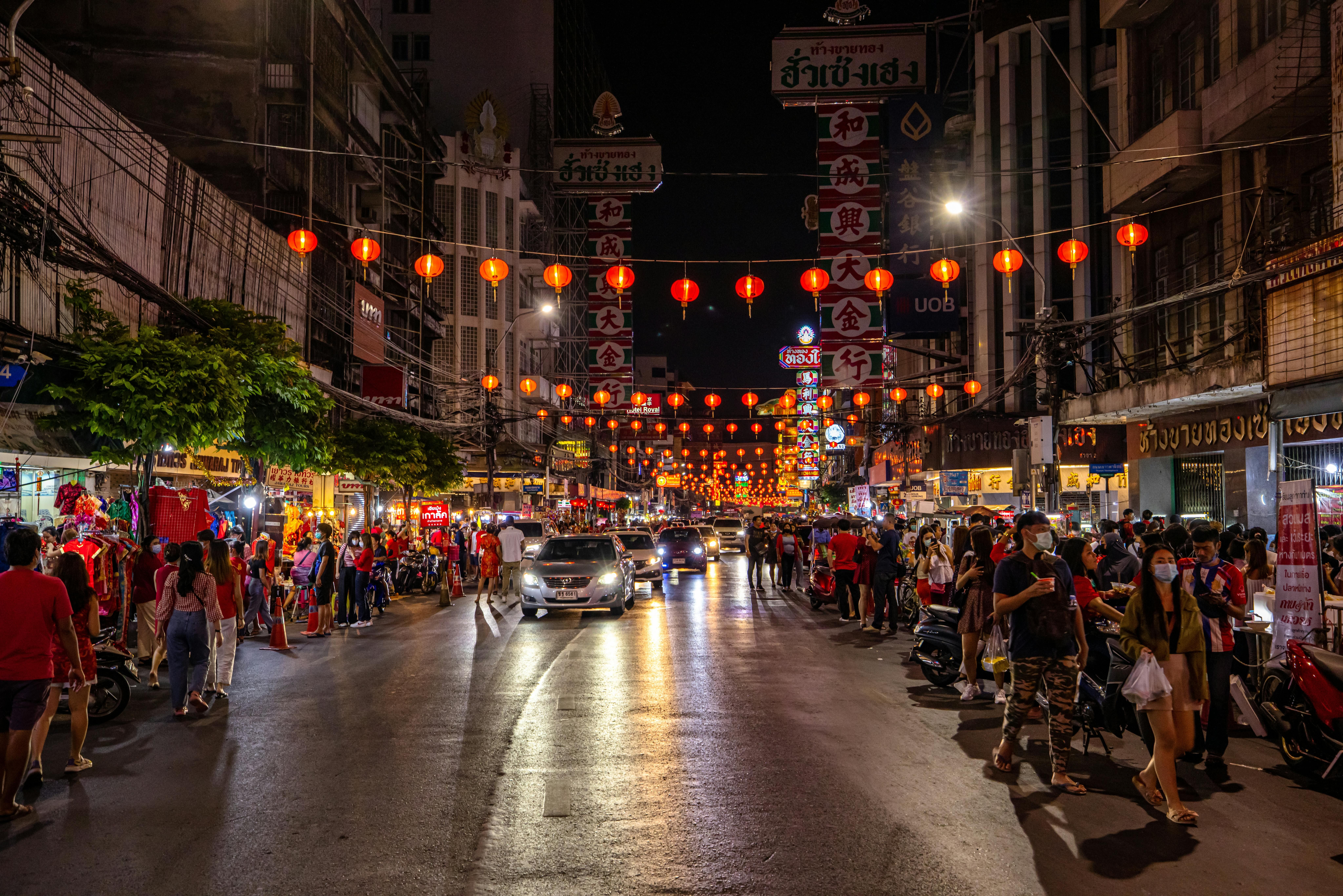 Hoi An old town street lanterns evening, Vietnam