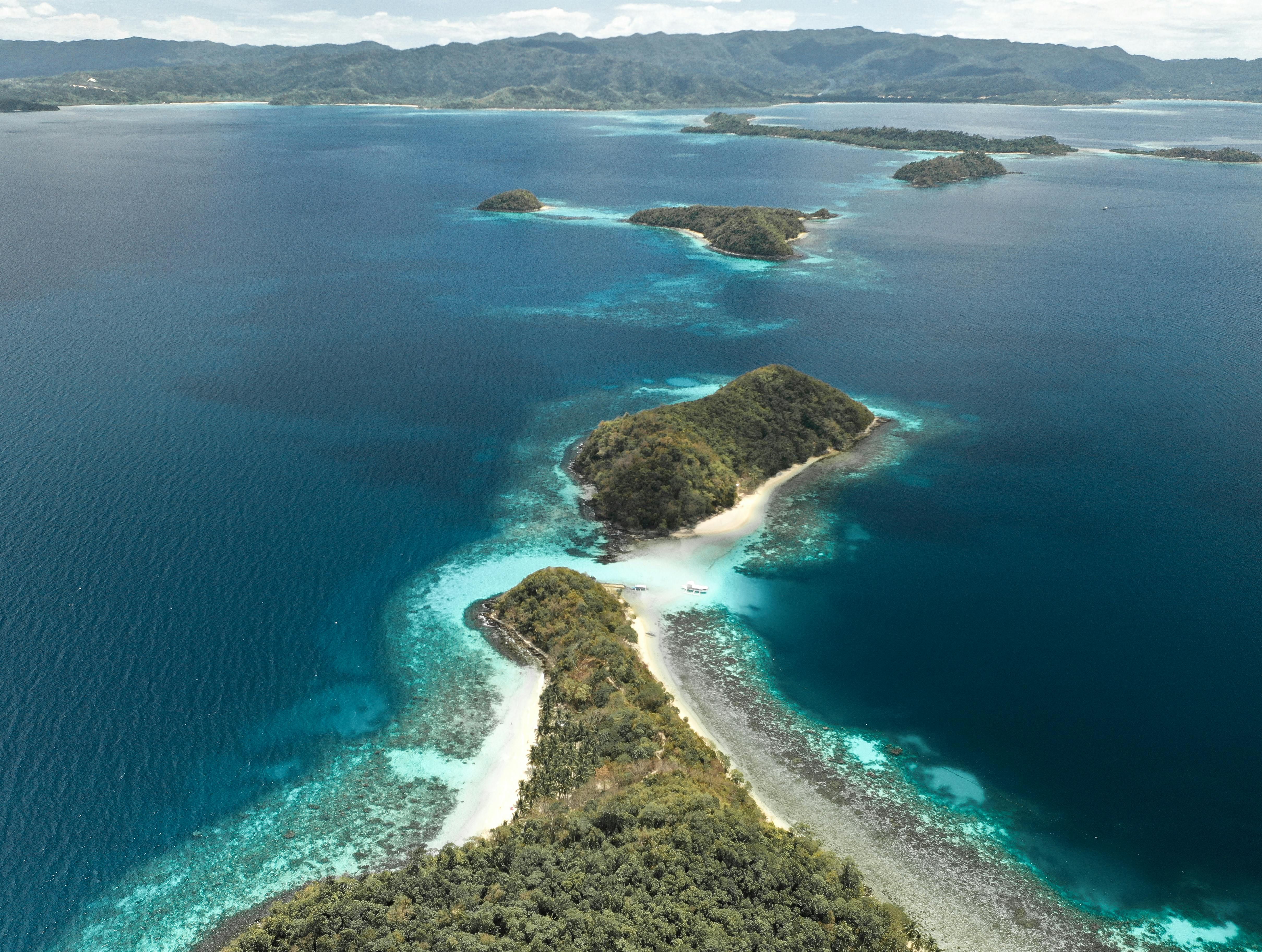 Fiji — Stunning aerial view of tropical islands in the clear blue waters of MIMAROPA, Philippines.