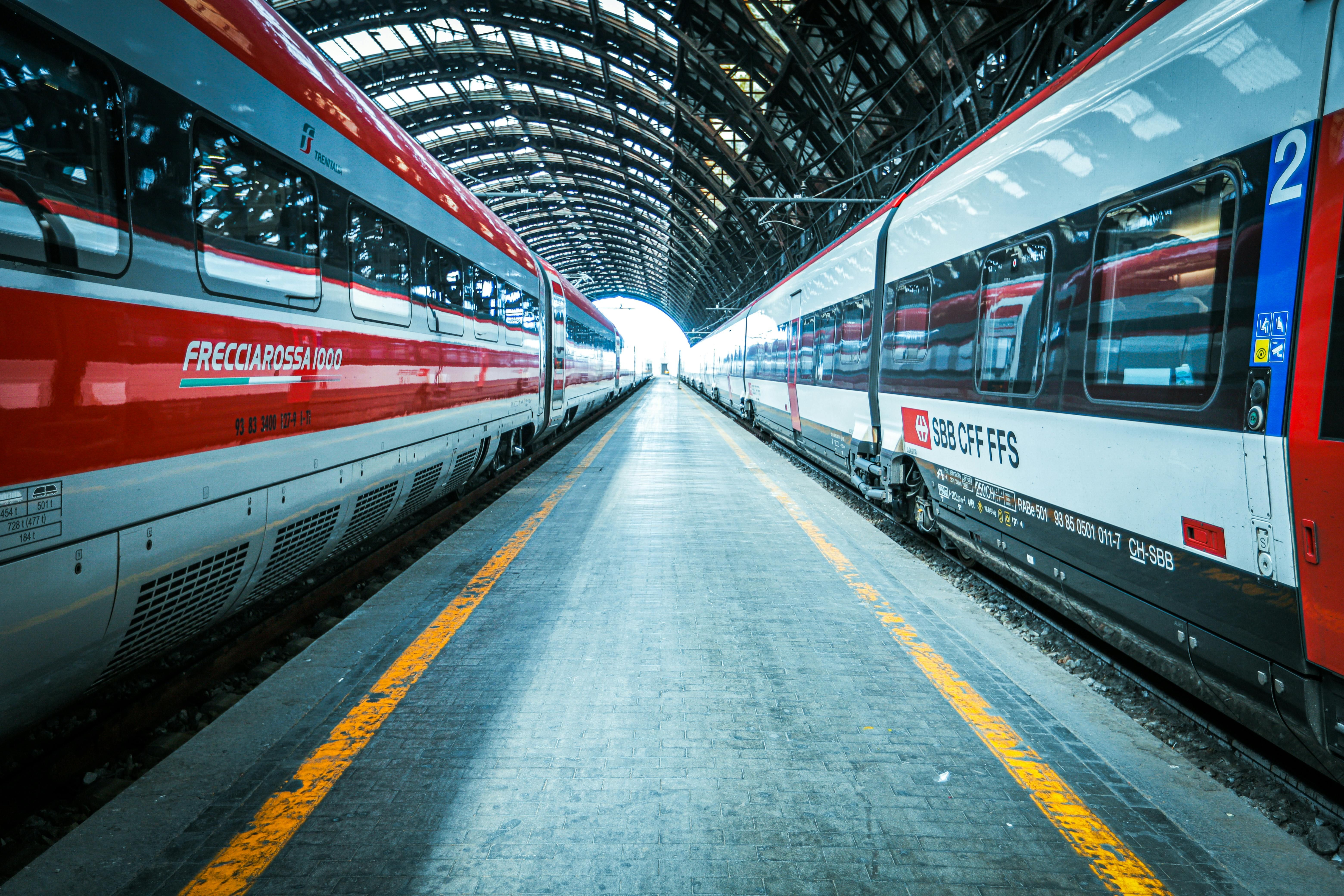 Italy — High-speed trains at Milano Centrale Station showcasing modern rail travel in Italy.