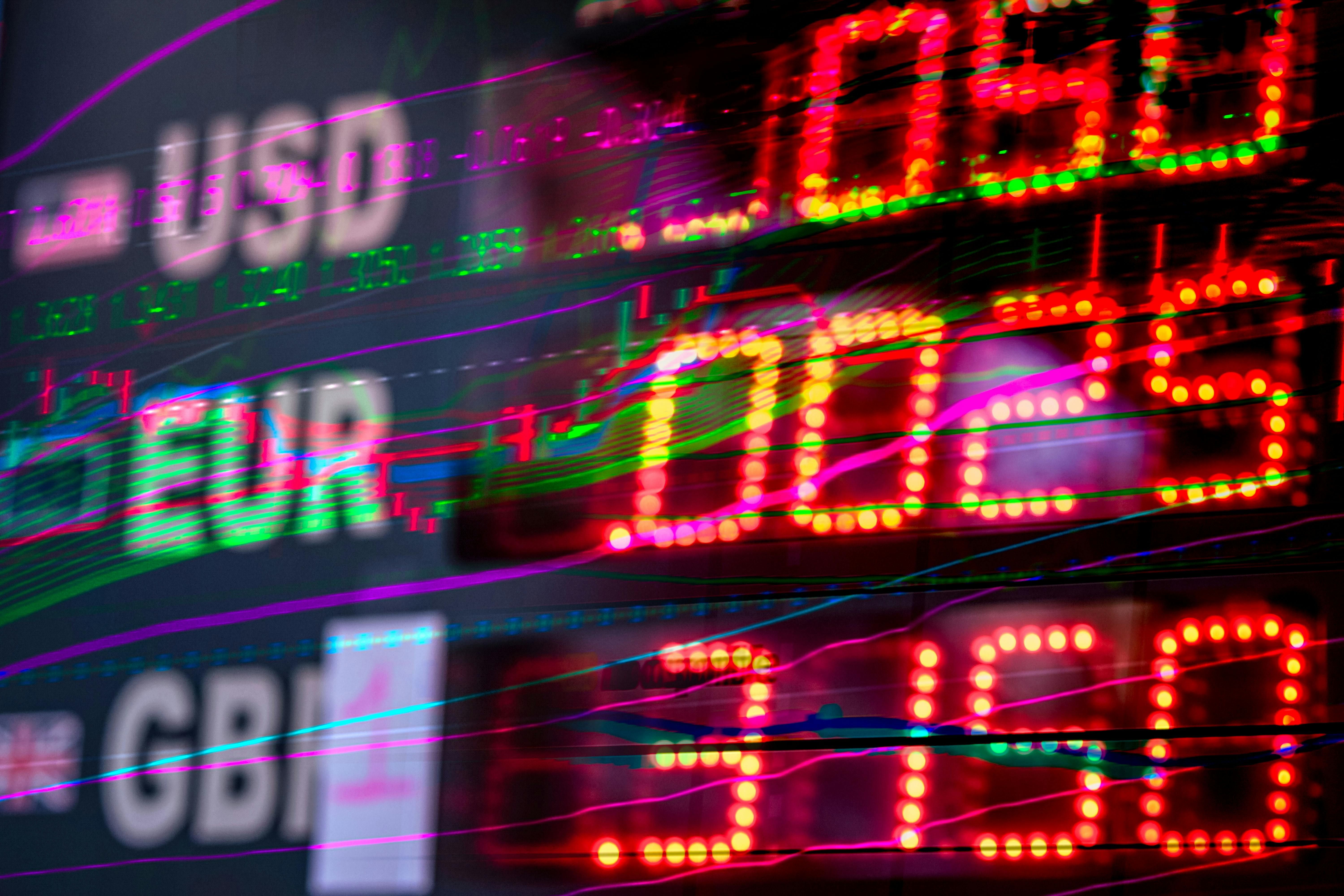 Mexico — Vibrant stock market display showing exchange rates for USD, EUR, and GBP. Perfect for finance themes.
