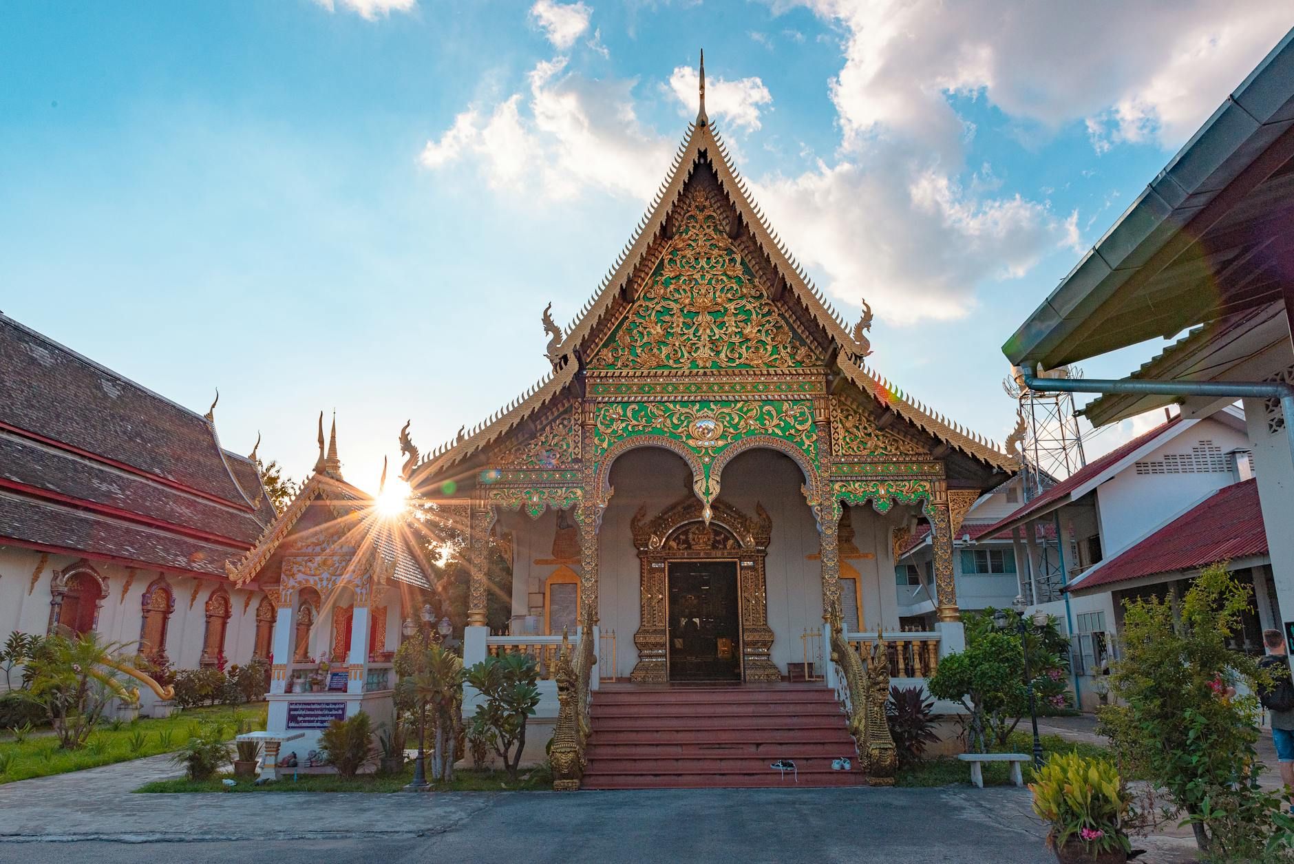 Chiang Mai old city moat temple view, Thailand