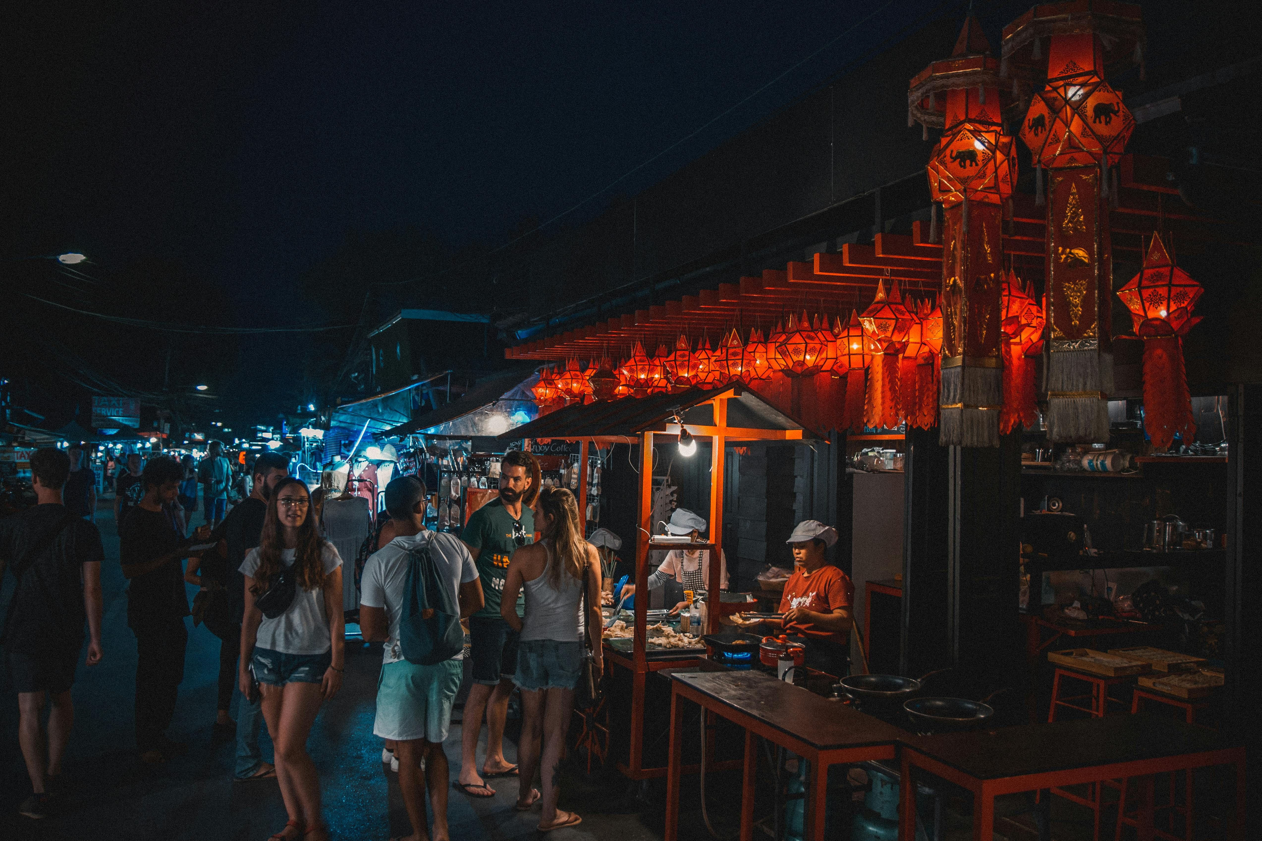 Thai street food market night stall